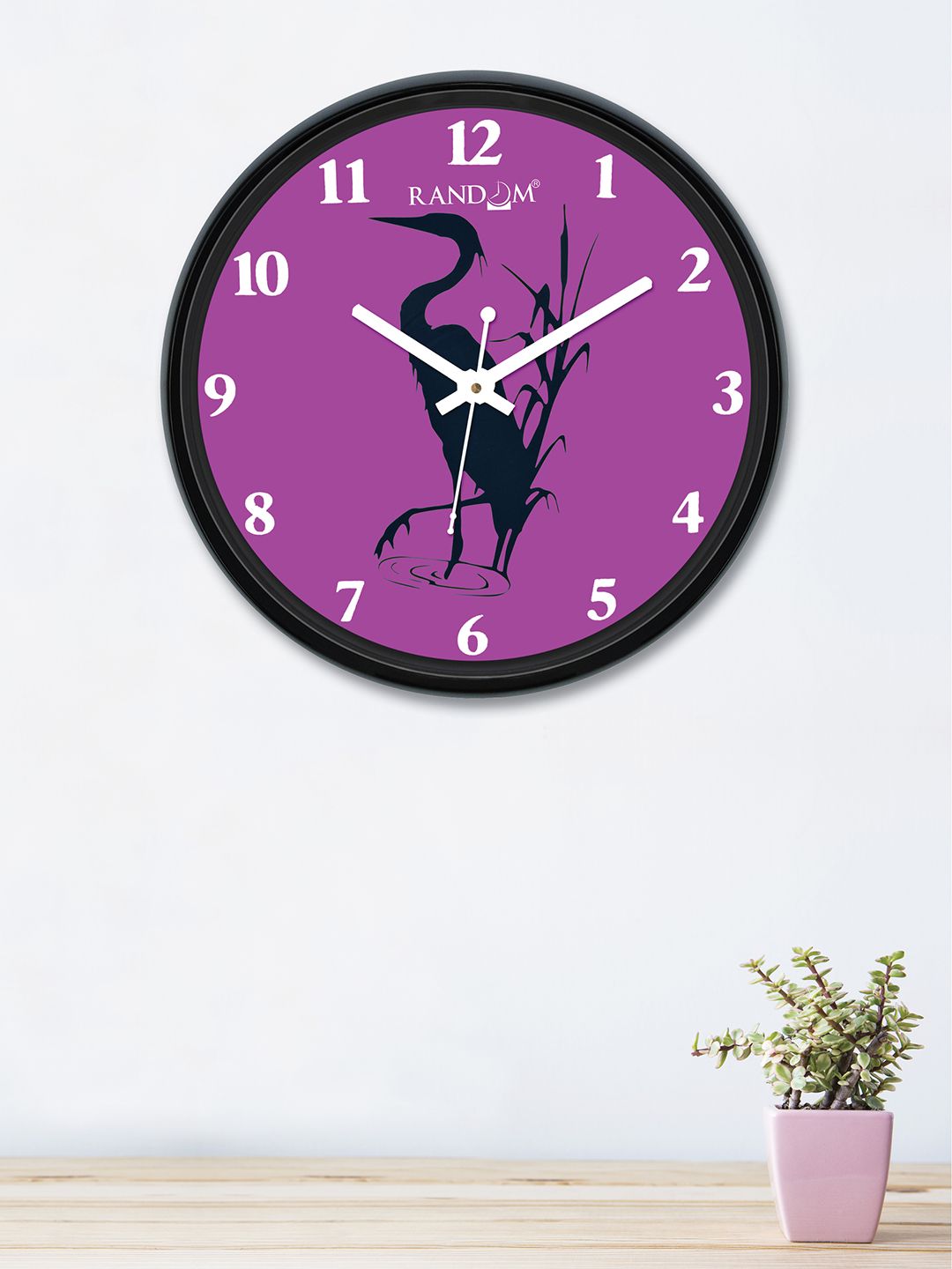 RANDOM Purple & Black Round Printed 30 cm Analogue Wall Clock Price in India