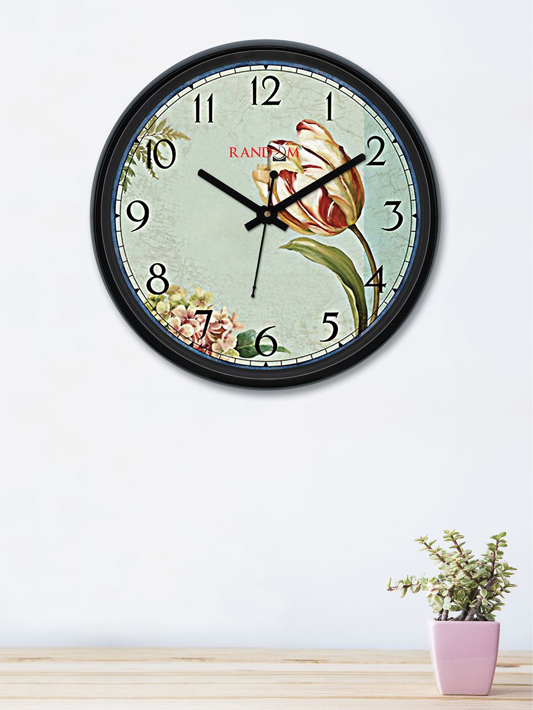 RANDOM Sea Green & Red Round Printed 30 cm Analogue Wall Clock Price in India