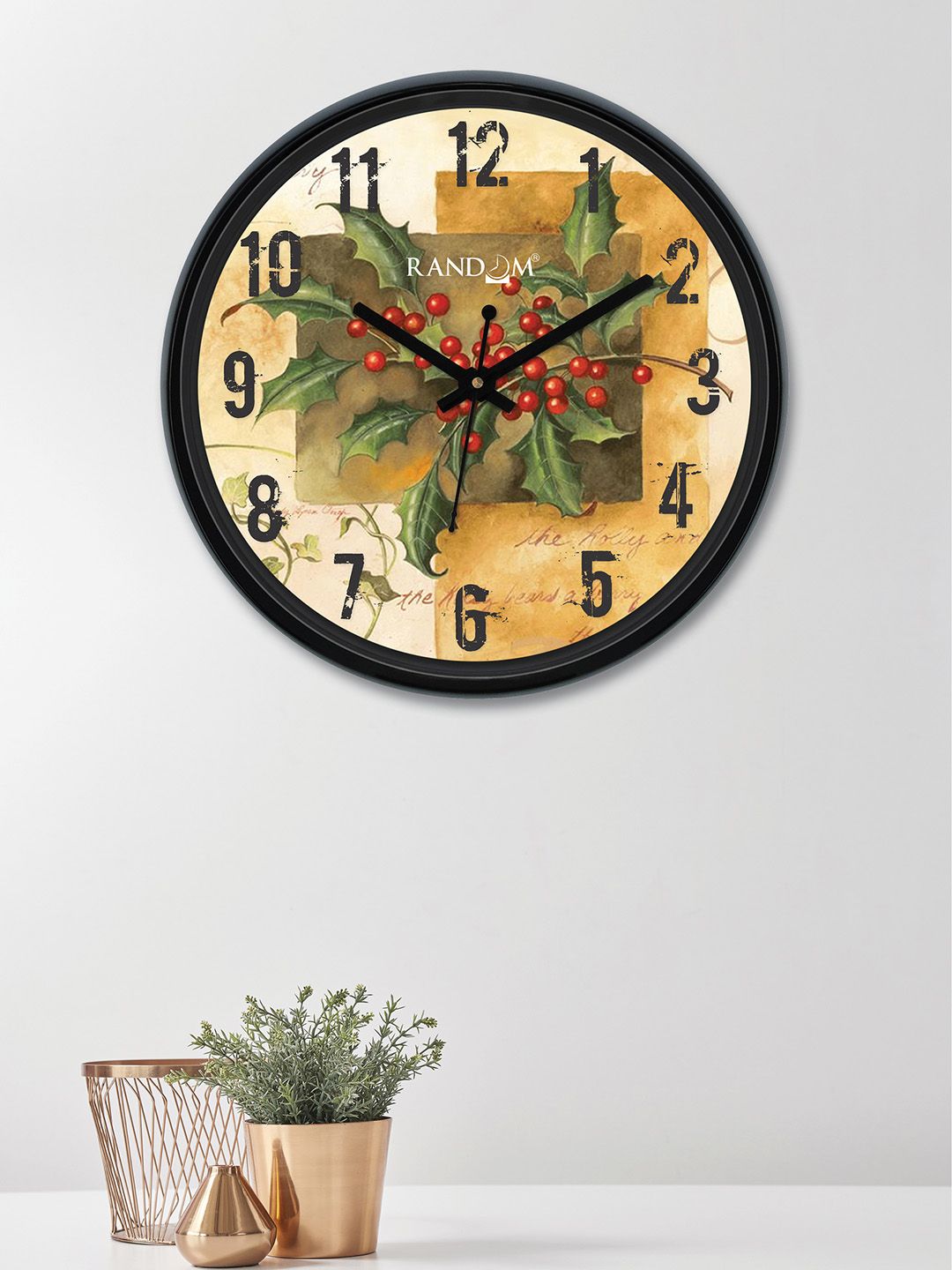 RANDOM Multicoloured & Green Round Printed 30 cm Analogue Wall Clock Price in India