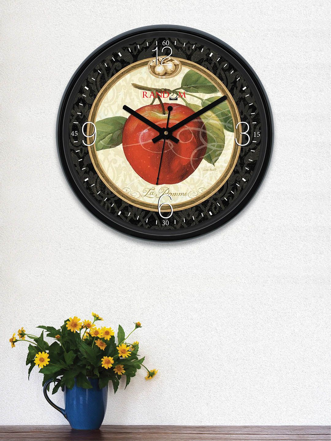 RANDOM Black & Cream-Coloured Round Printed 30 cm Analogue Wall Clock Price in India