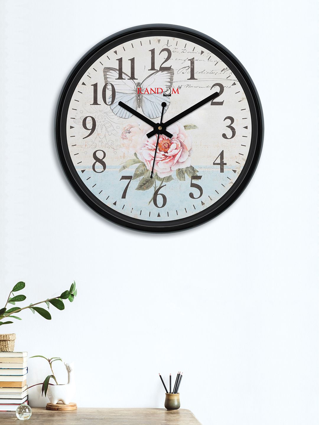 RANDOM Sea Green & Pink Round Printed 30 cm Analogue Wall Clock Price in India