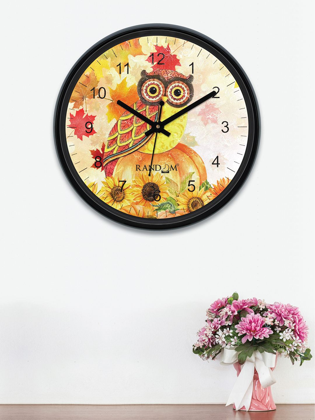 RANDOM Multicoloured & Yellow Round Printed 30 cm Analogue Wall Clock Price in India