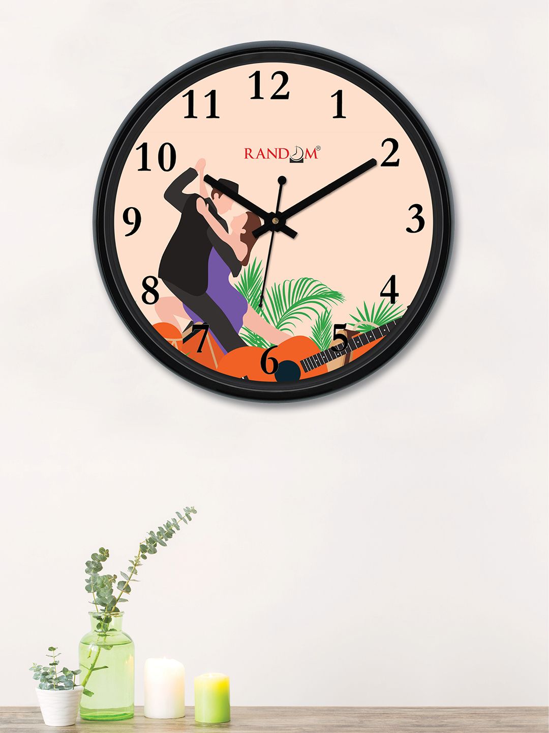 RANDOM Cream-Coloured & Lavender Round Printed 30 cm Analogue Wall Clock Price in India