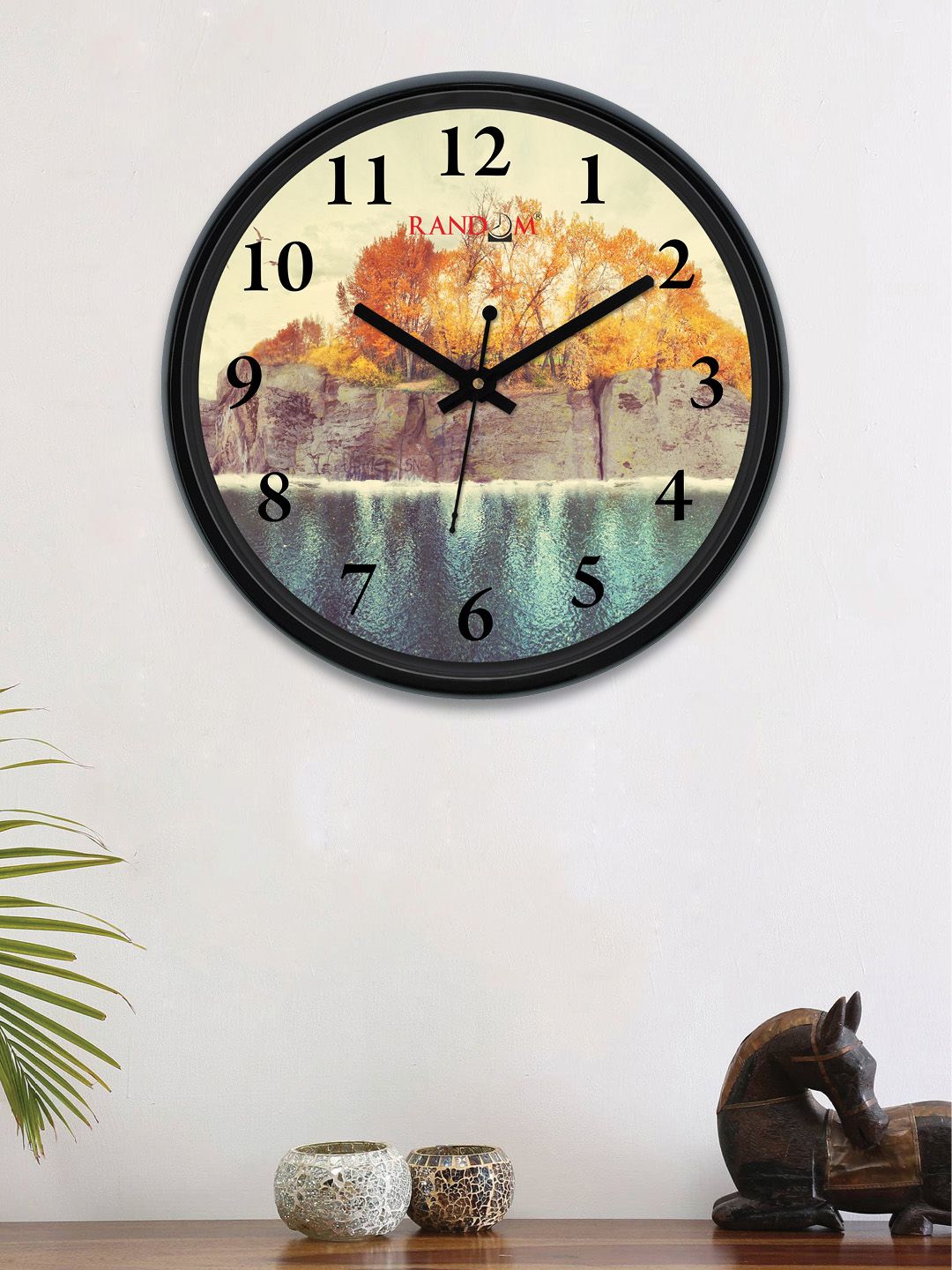 RANDOM Multicoloured Round Printed 30 cm Analogue Wall Clock Price in India