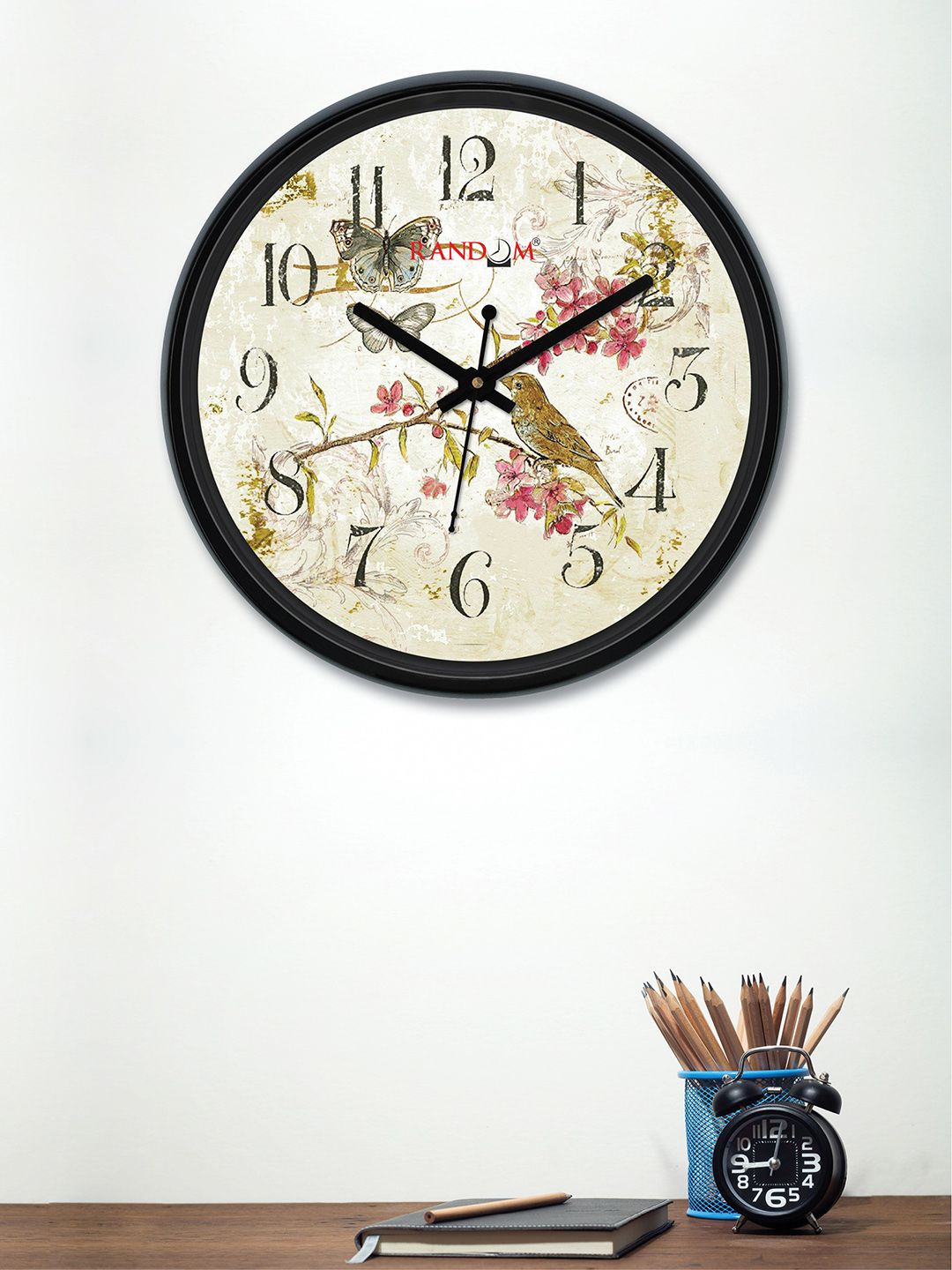 RANDOM Cream-Coloured & Multicoloured Round Printed 30 cm Analogue Wall Clock Price in India