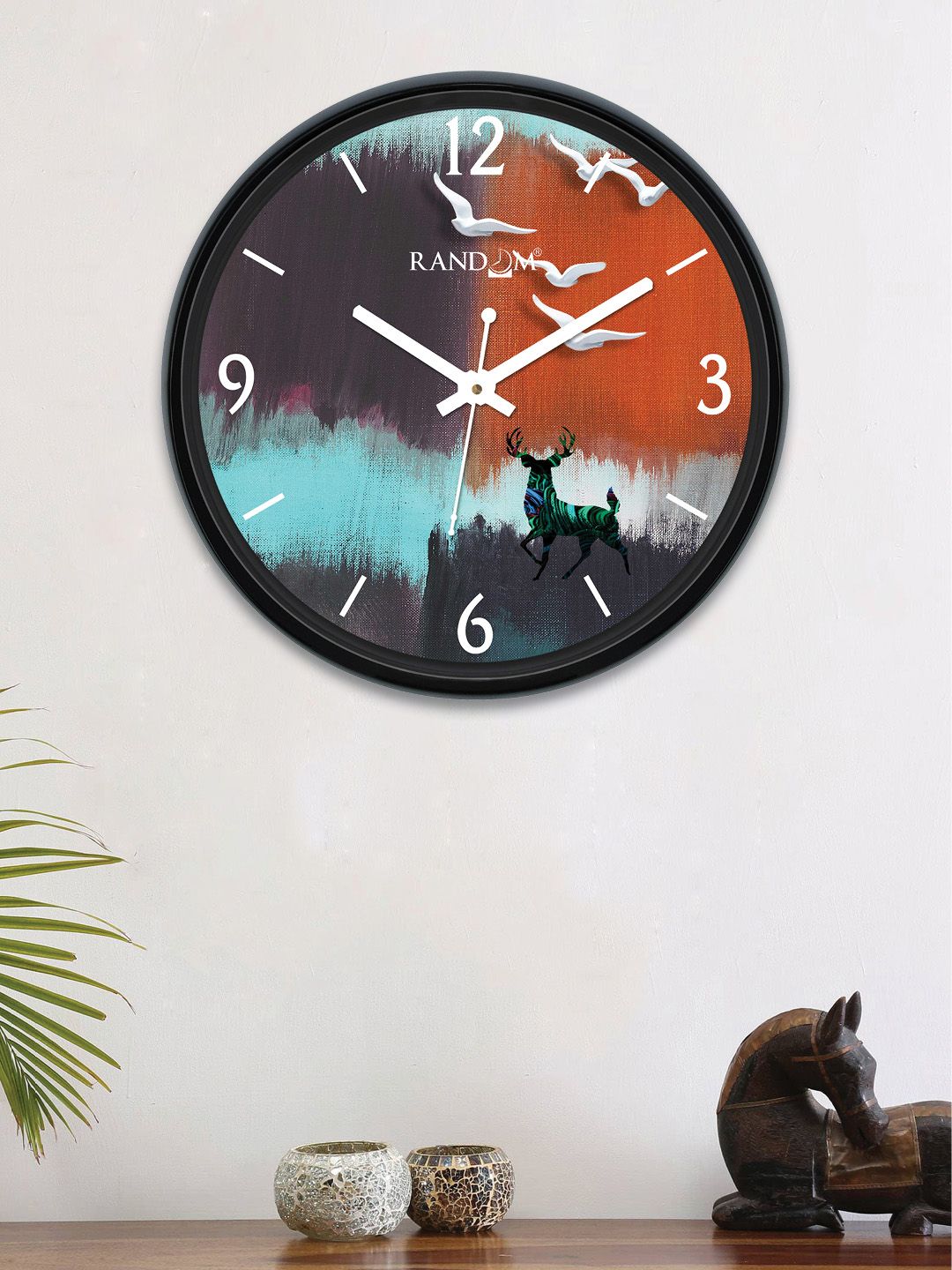 RANDOM Multicoloured Round Printed 30 cm Analogue Wall Clock Price in India
