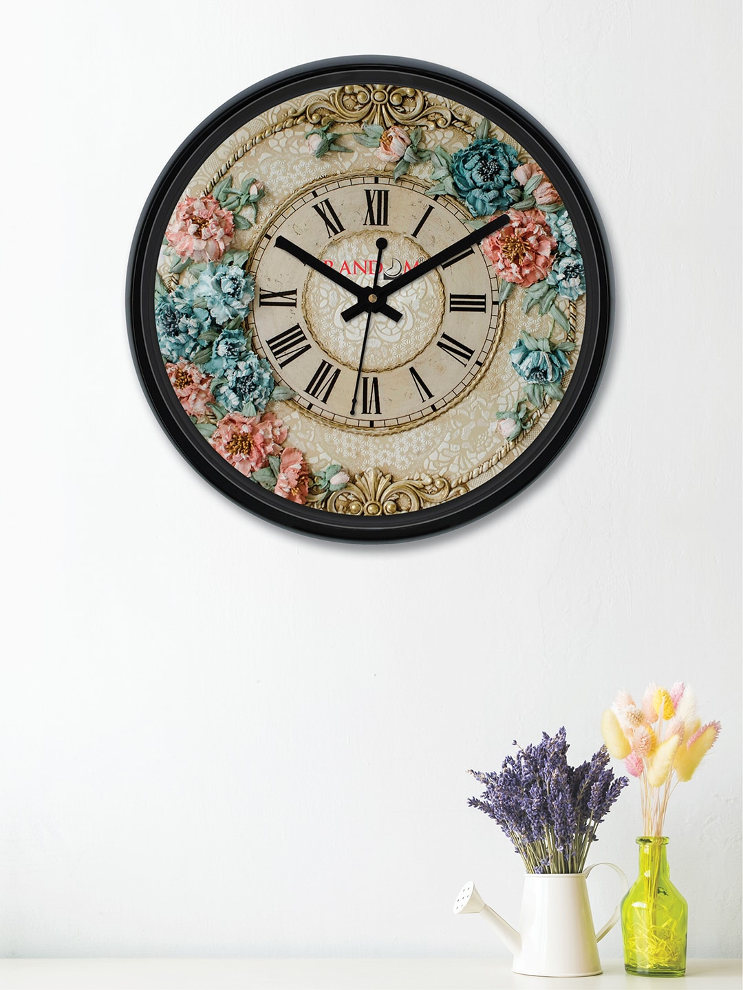 RANDOM Multicoloured Round Textured 30 cm Analogue Wall Clock Price in India