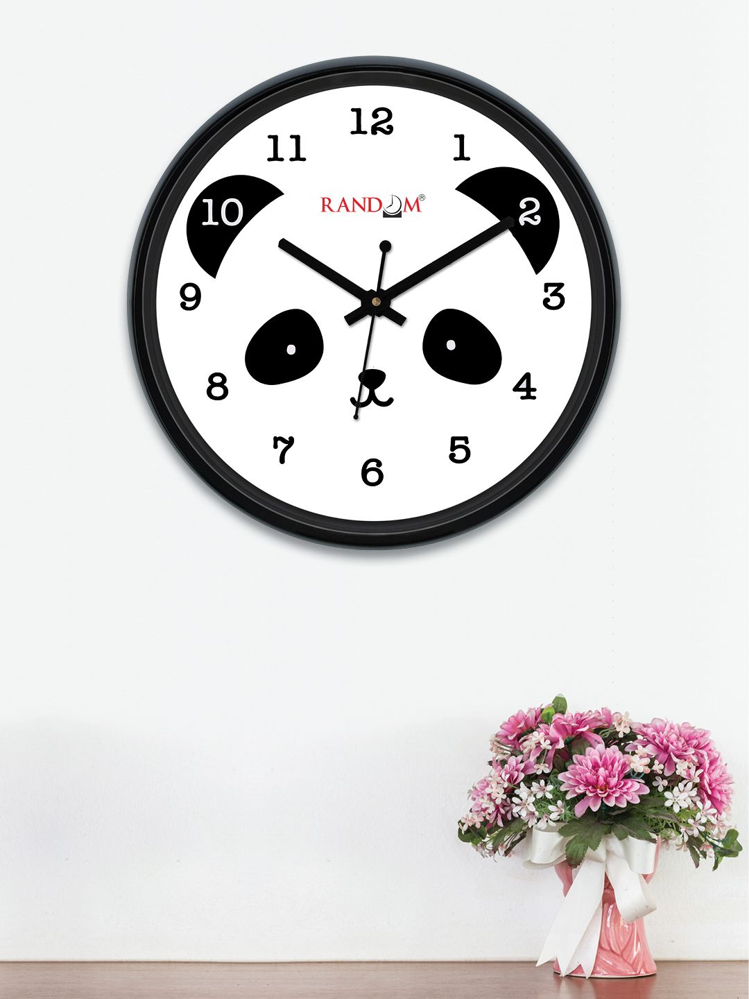 RANDOM White & Black Round Printed 30 cm Analogue Wall Clock Price in India