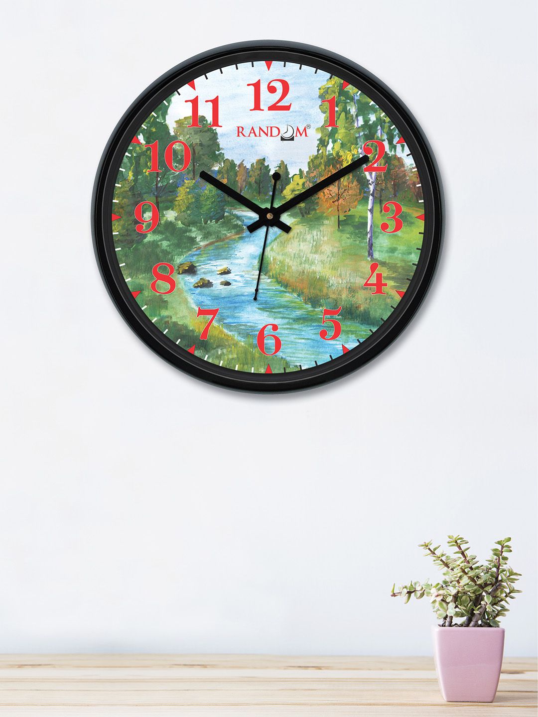 RANDOM Sea Green & Blue Round Printed 30 cm Analogue Wall Clock Price in India