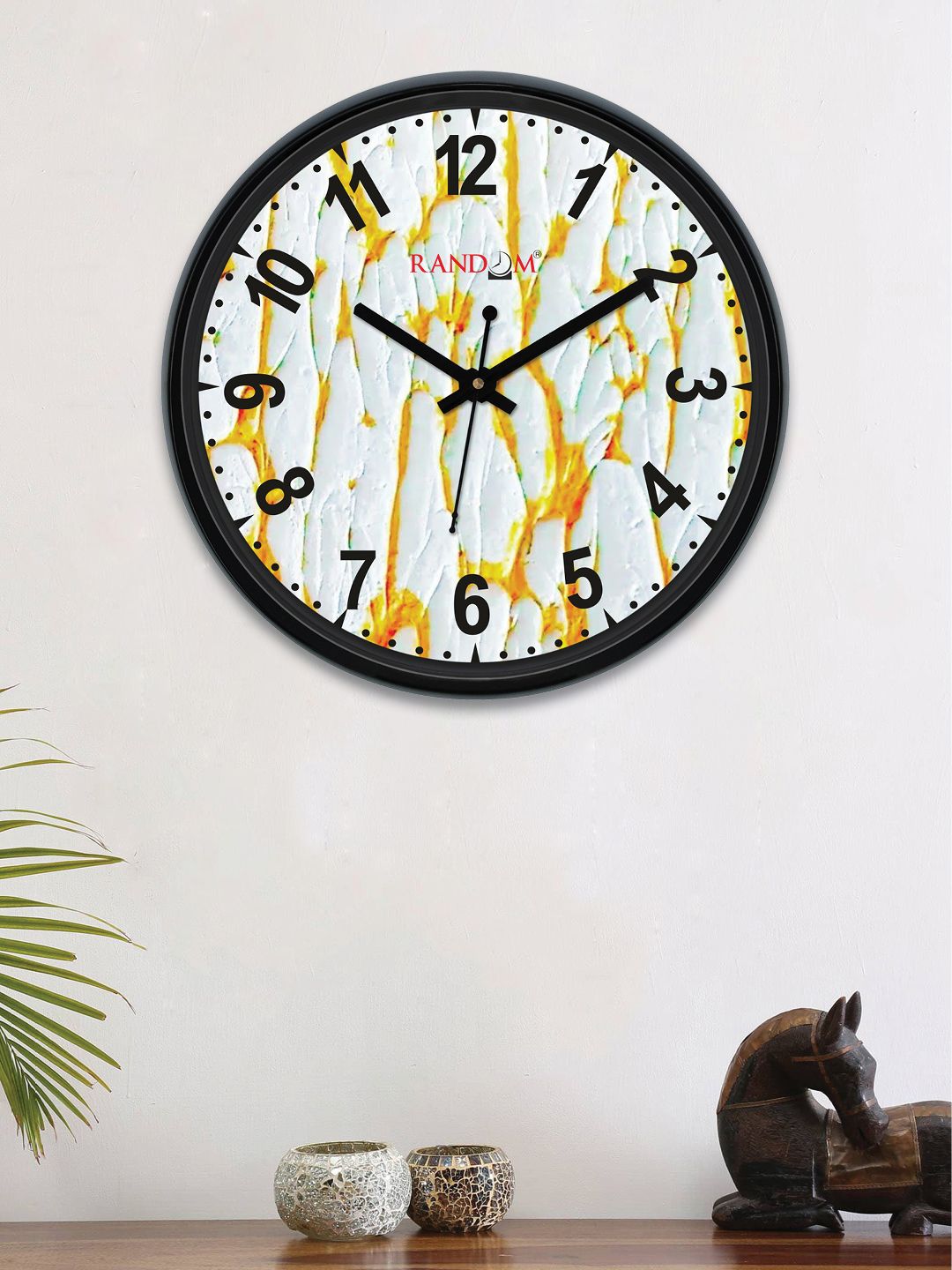 RANDOM Blue & Yellow Round Printed 30 cm Analogue Wall Clock Price in India