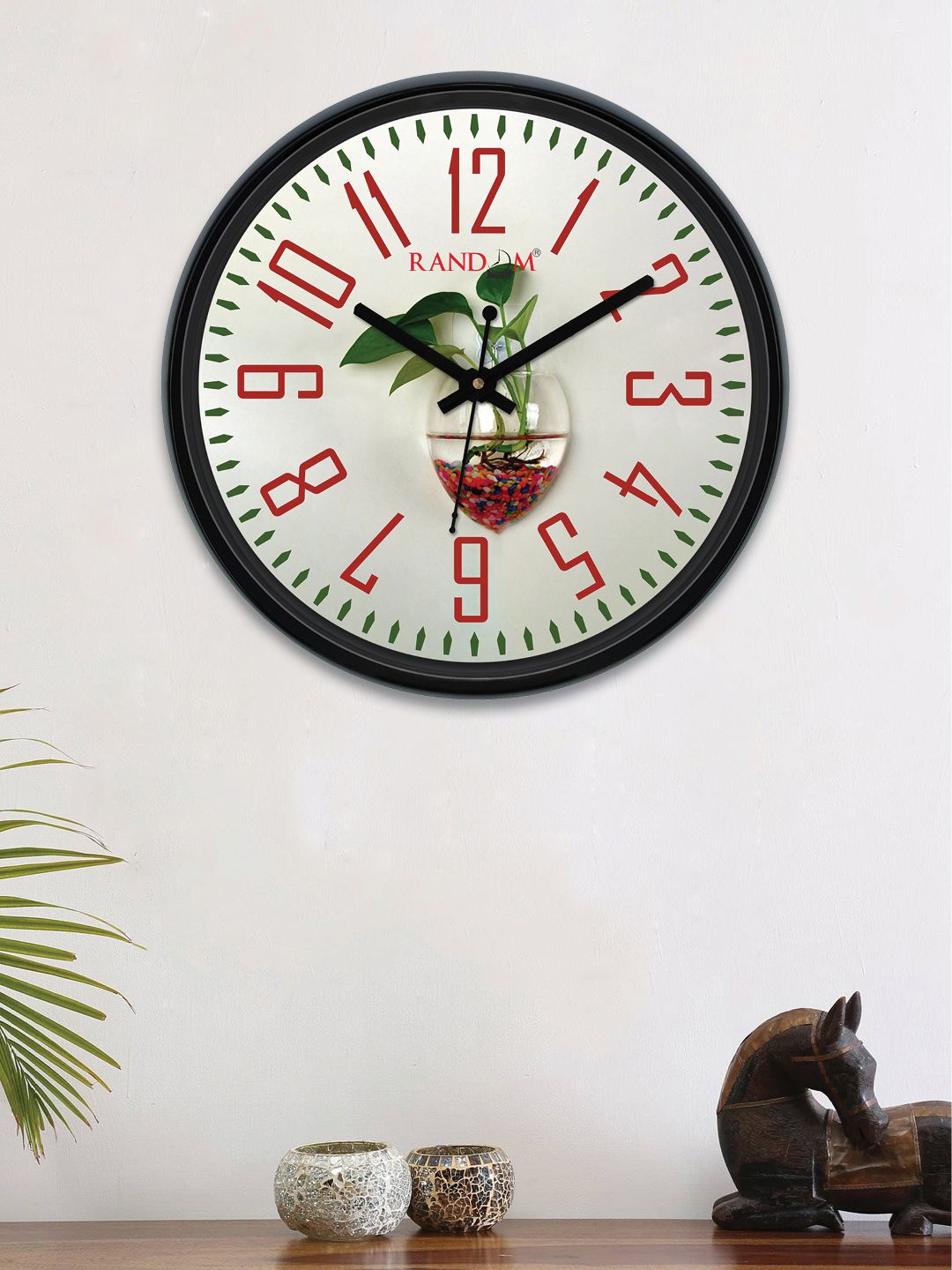 RANDOM Off-White Round Printed 30 cm Analogue Wall Clock Price in India