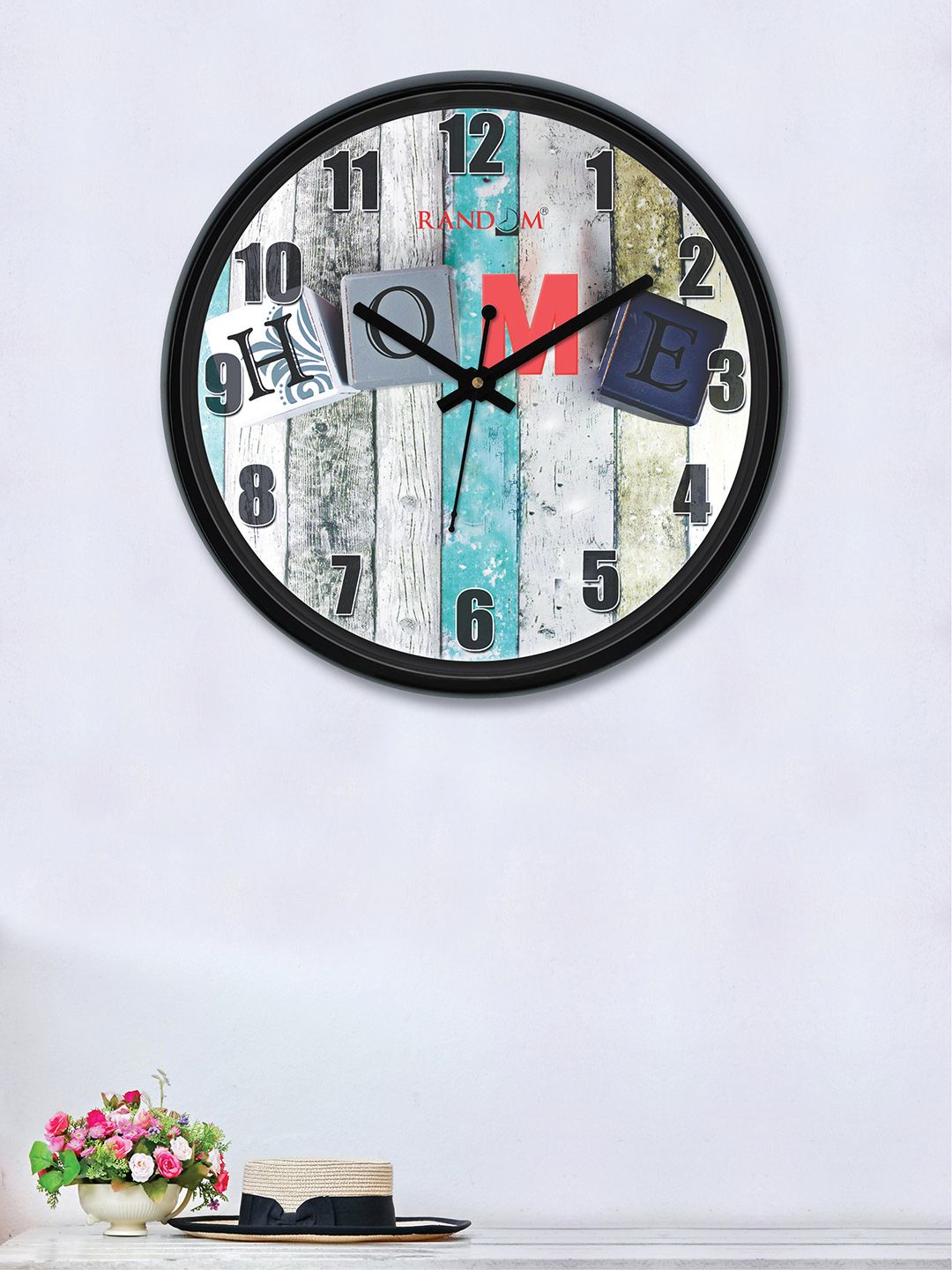 RANDOM Multicoloured & Off-White Round Printed 30 cm Analogue Wall Clock Price in India