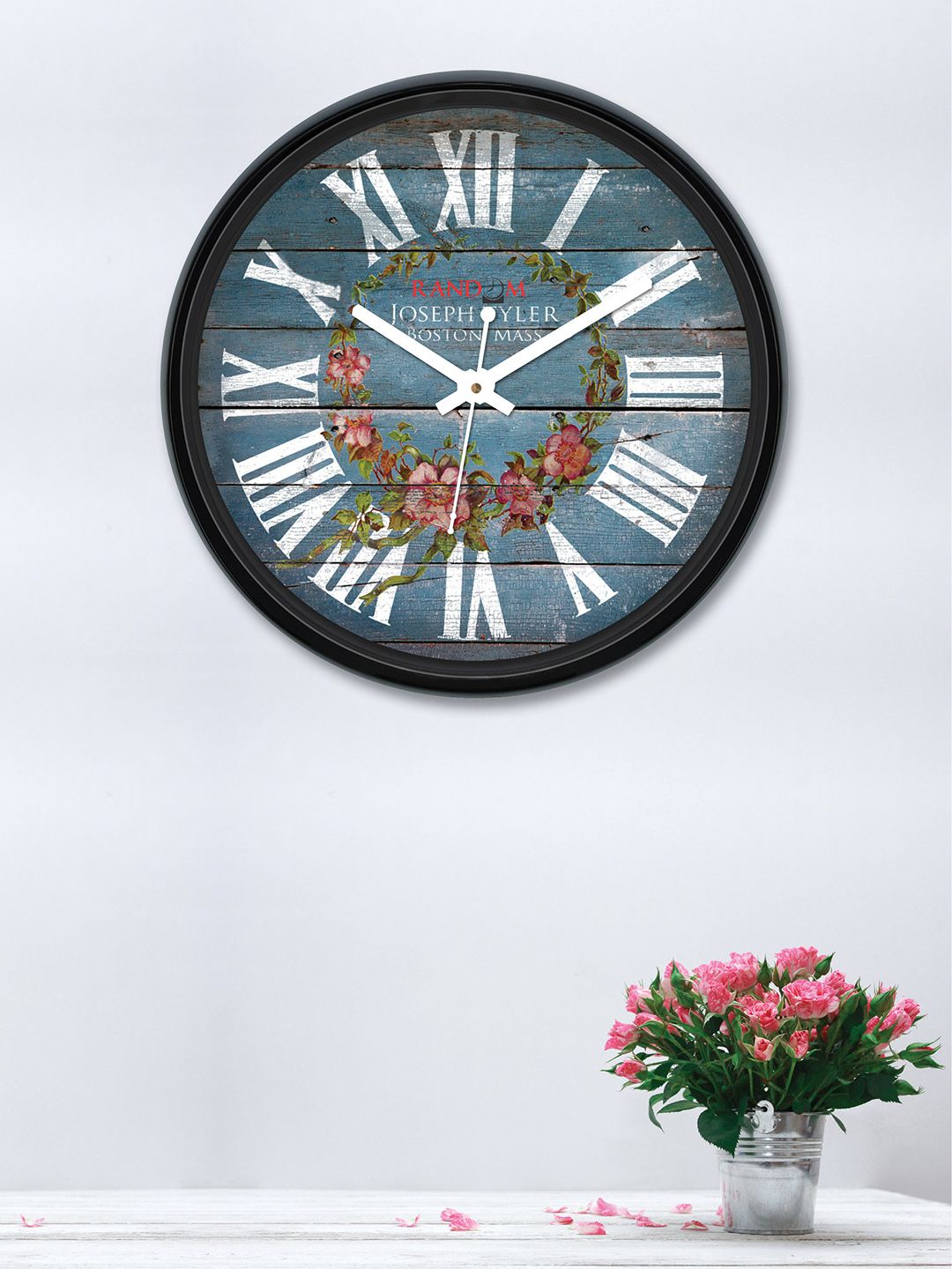 RANDOM Blue Round Printed 30 cm Analogue Wall Clock Price in India