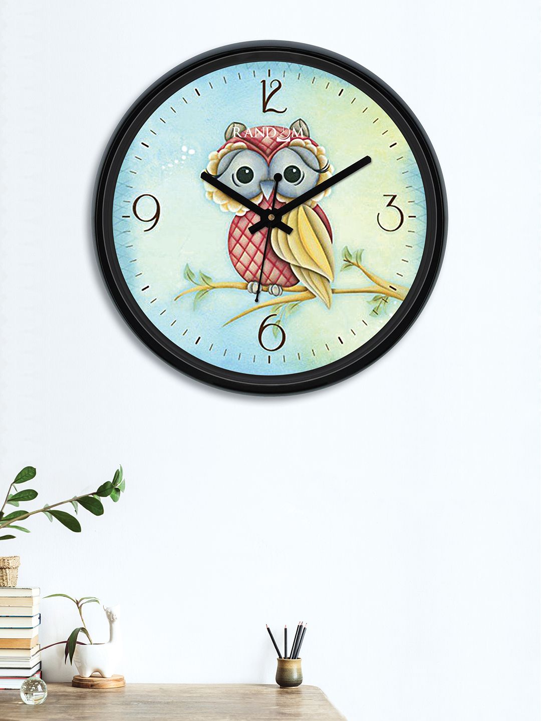 RANDOM Sea Green & Red Round Printed 30 cm Analogue Wall Clock Price in India