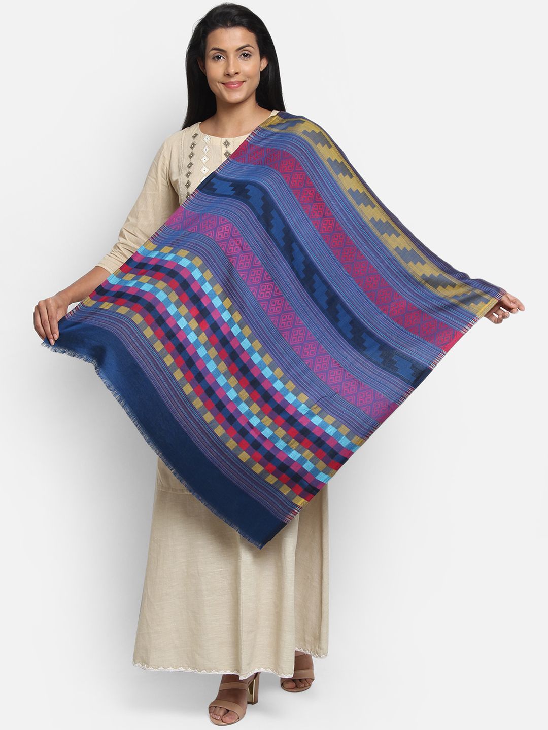 Anekaant Women Multicoloured Woven Design Shawl Price in India