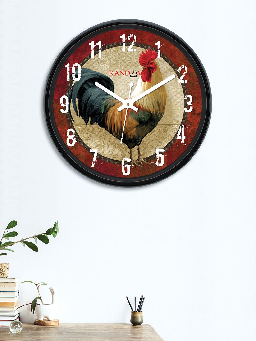 RANDOM Maroon & Multicoloured Round Printed 30 cm Analogue Wall Clock Price in India