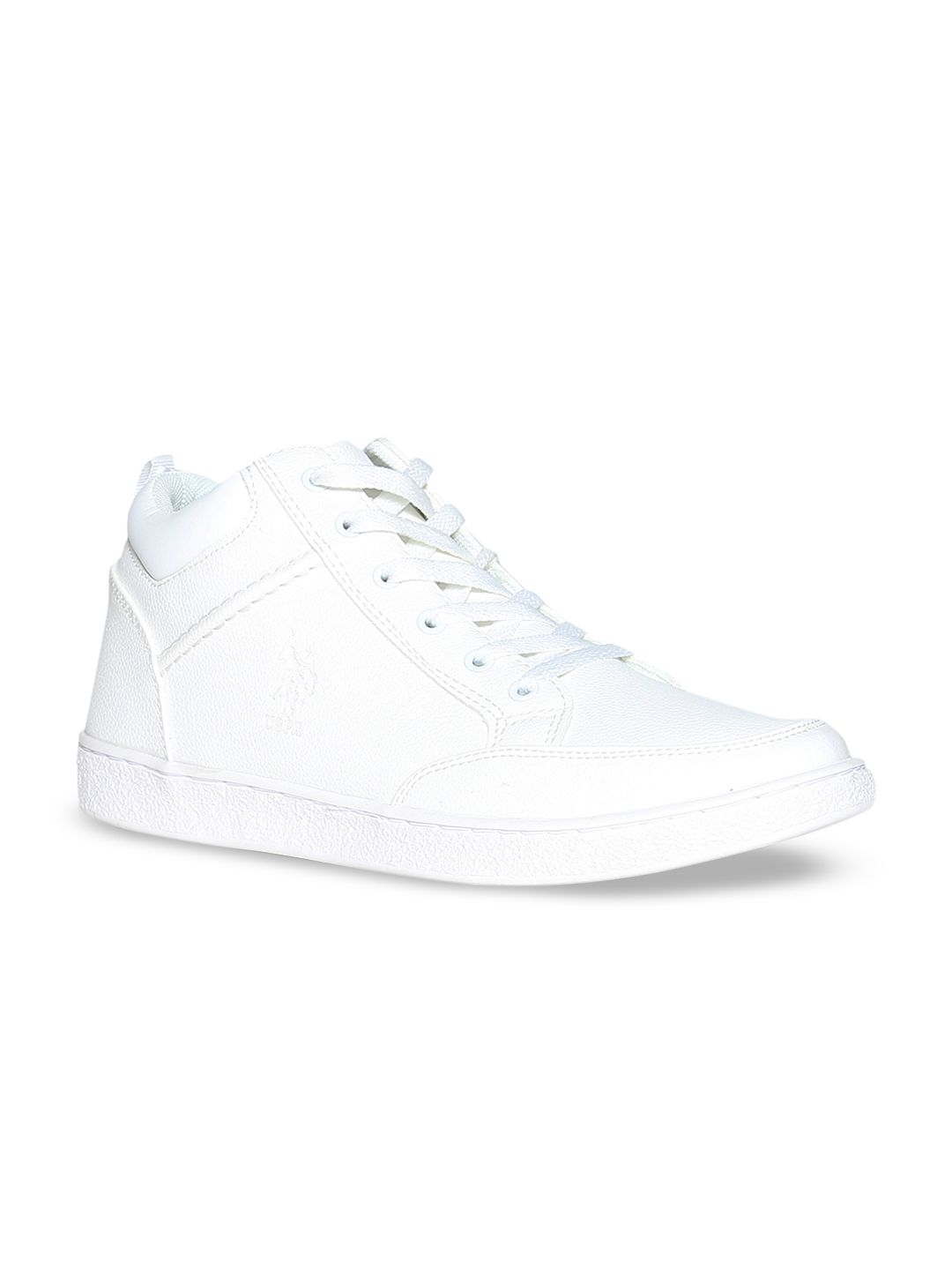 U.S. Polo Assn. Men White Solid Mid-Top Sneakers