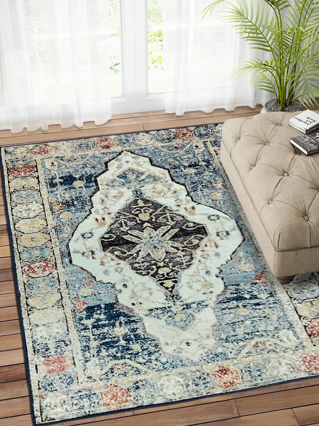 Status Multicoloured Printed Nylon Vintage Persian Anti-Skid Carpet Price in India