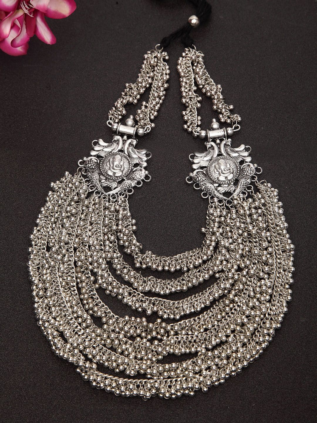 Moedbuille Silver-Plated Handcrafted Oxidised Necklace Price in India