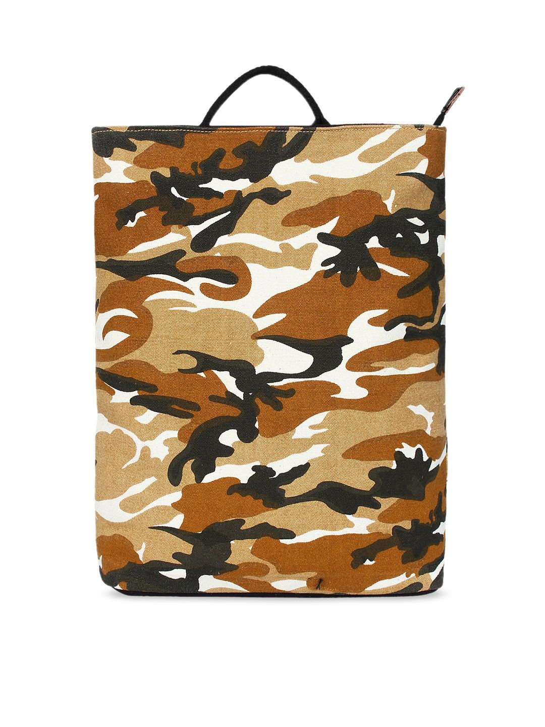 Anekaant Women Brown & Black Camouflage Small Backpack Price in India