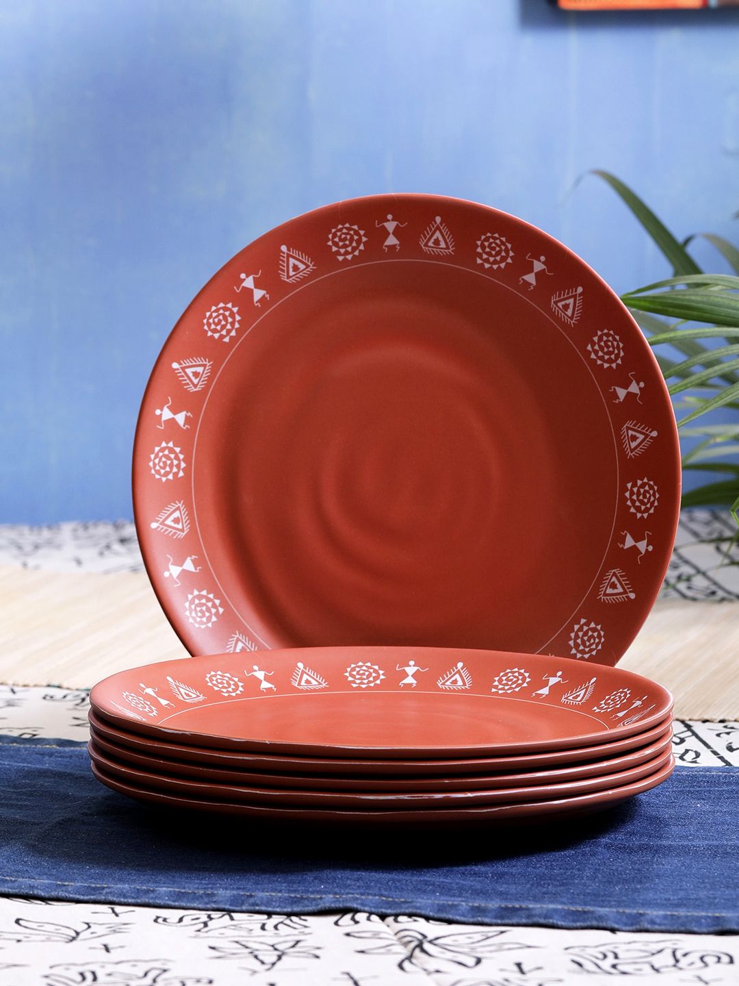 Servewell Brown Set of 6 Printed Melamine Plates Price in India