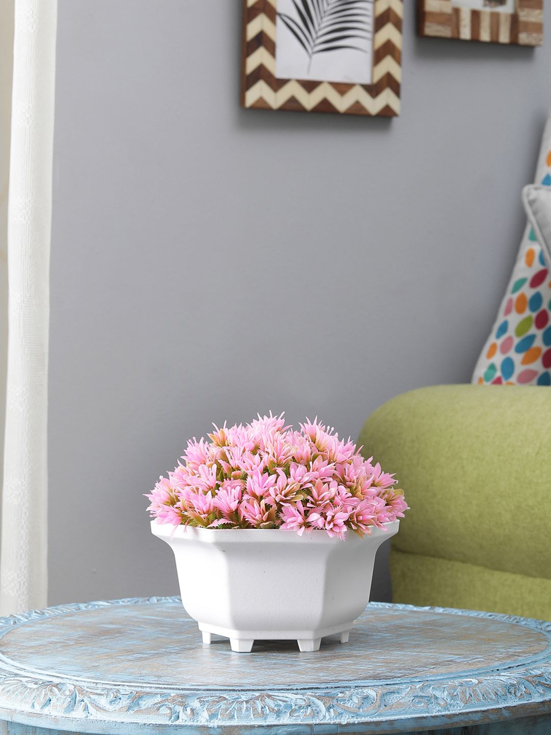 FOLIYAJ Pink Artificial Plant With White Pot Price in India