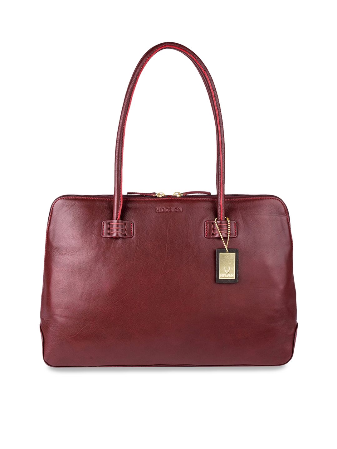 Hidesign Red Solid Leather Shoulder Bag Price in India