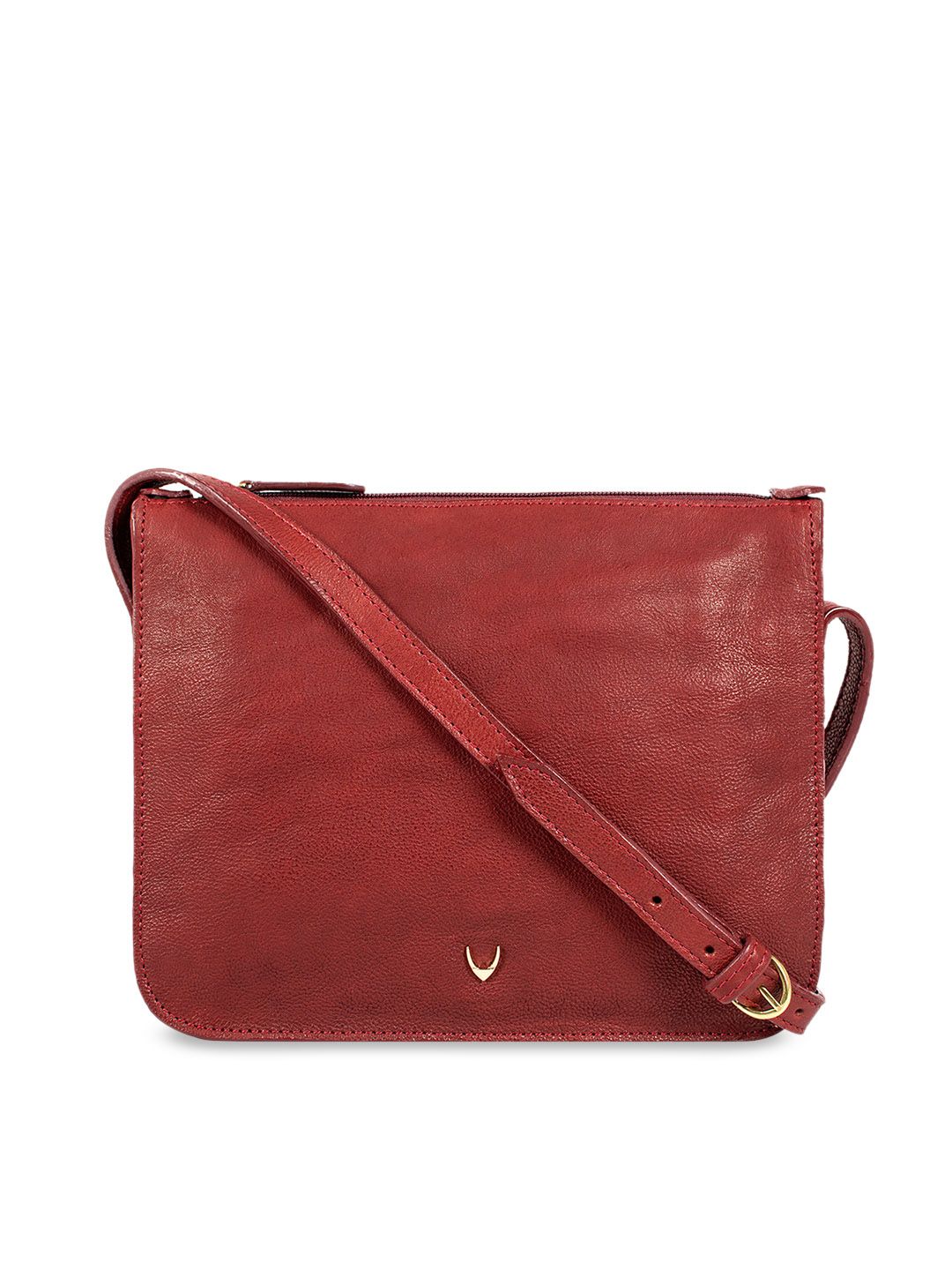 Hidesign Maroon Solid Leather Sling Bag Price in India