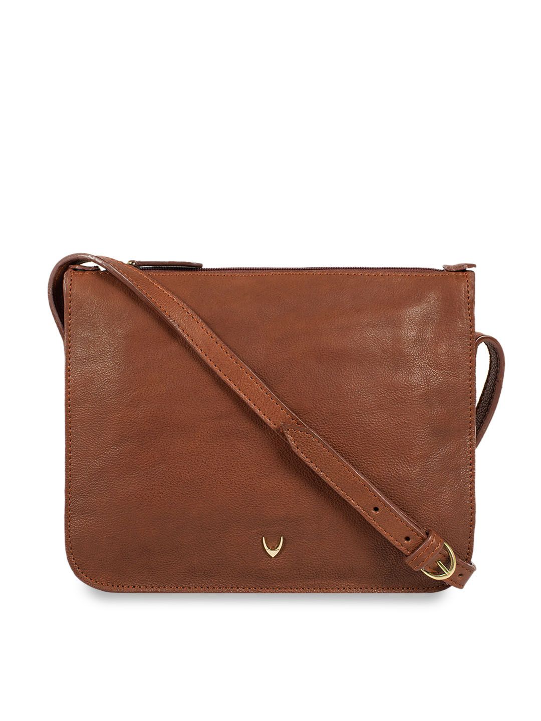 Hidesign Tan Brown Solid Leather Sling Bag Price in India