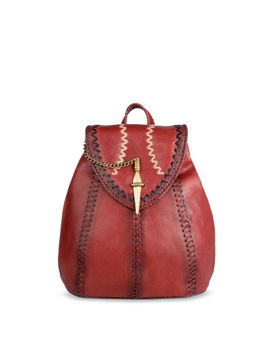 Hidesign Women Red Textured Backpack Price in India