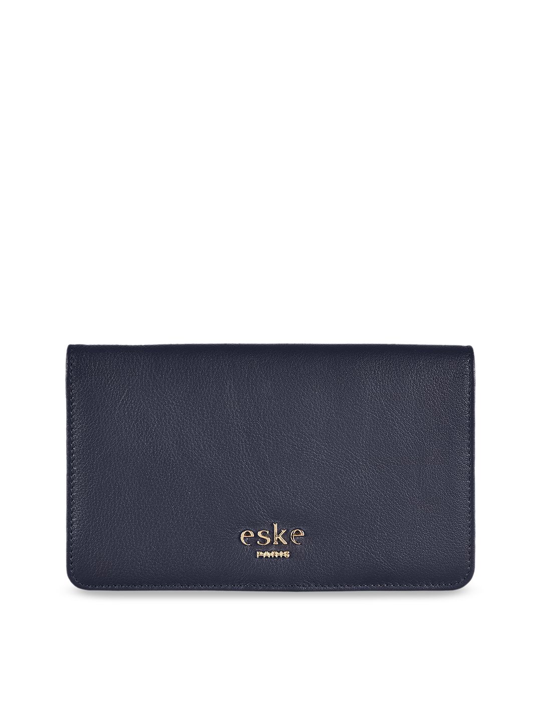 Eske Women Navy Blue Solid Leather Two Fold Wallet Price in India