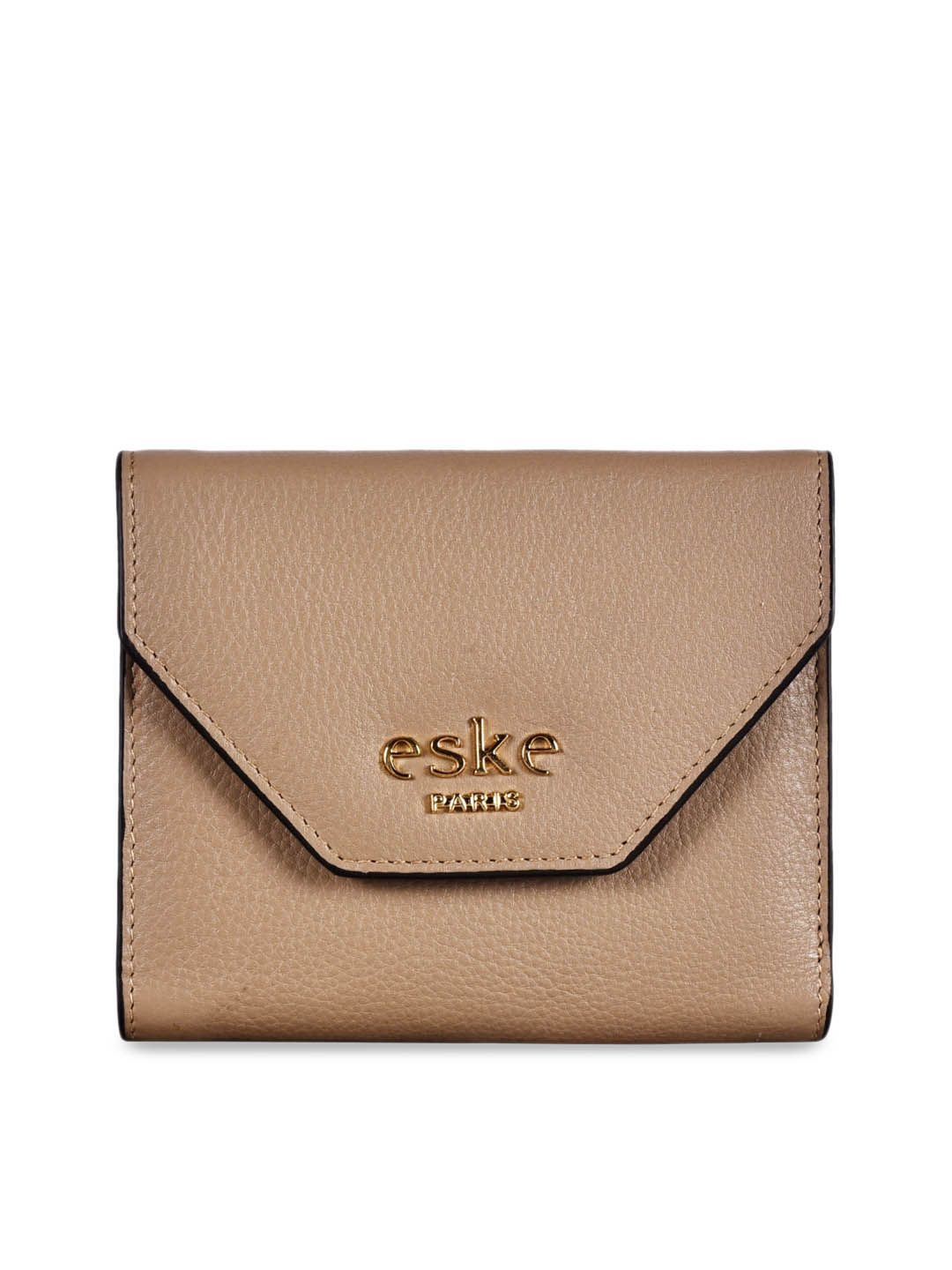 Eske Men Grey Solid Three Fold Leather Wallet Price in India