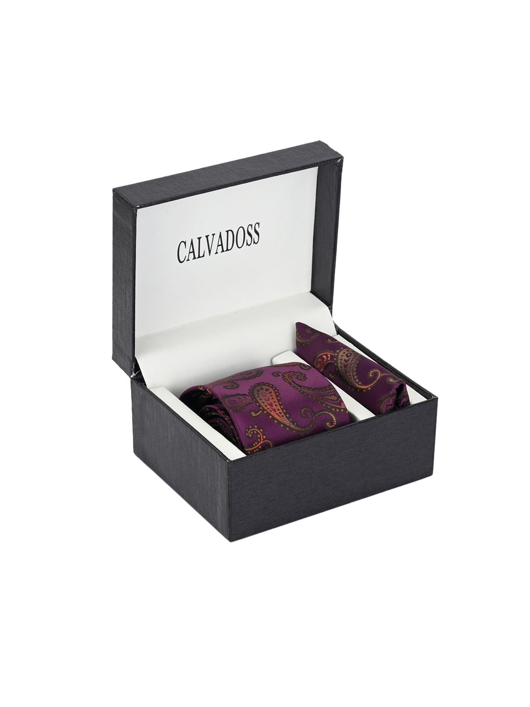 Calvadoss Men Purple & Orange Paisley Printed Accessory Gift Set