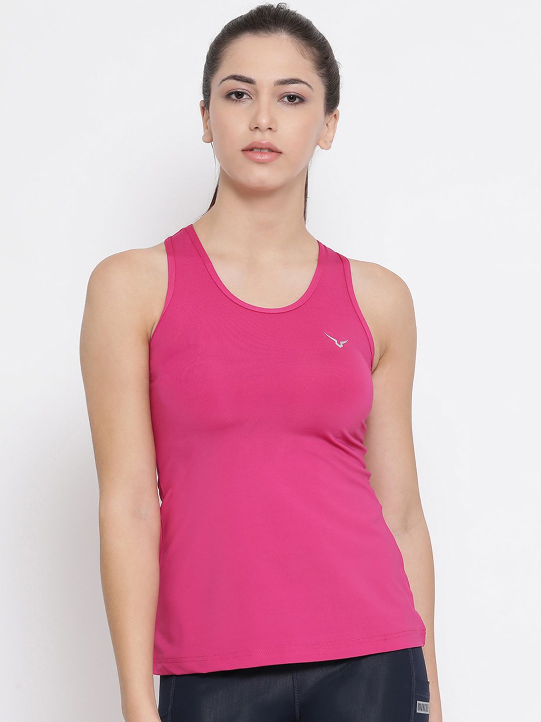 Invincible Women Magenta Solid Round Neck T-shirt Price in India