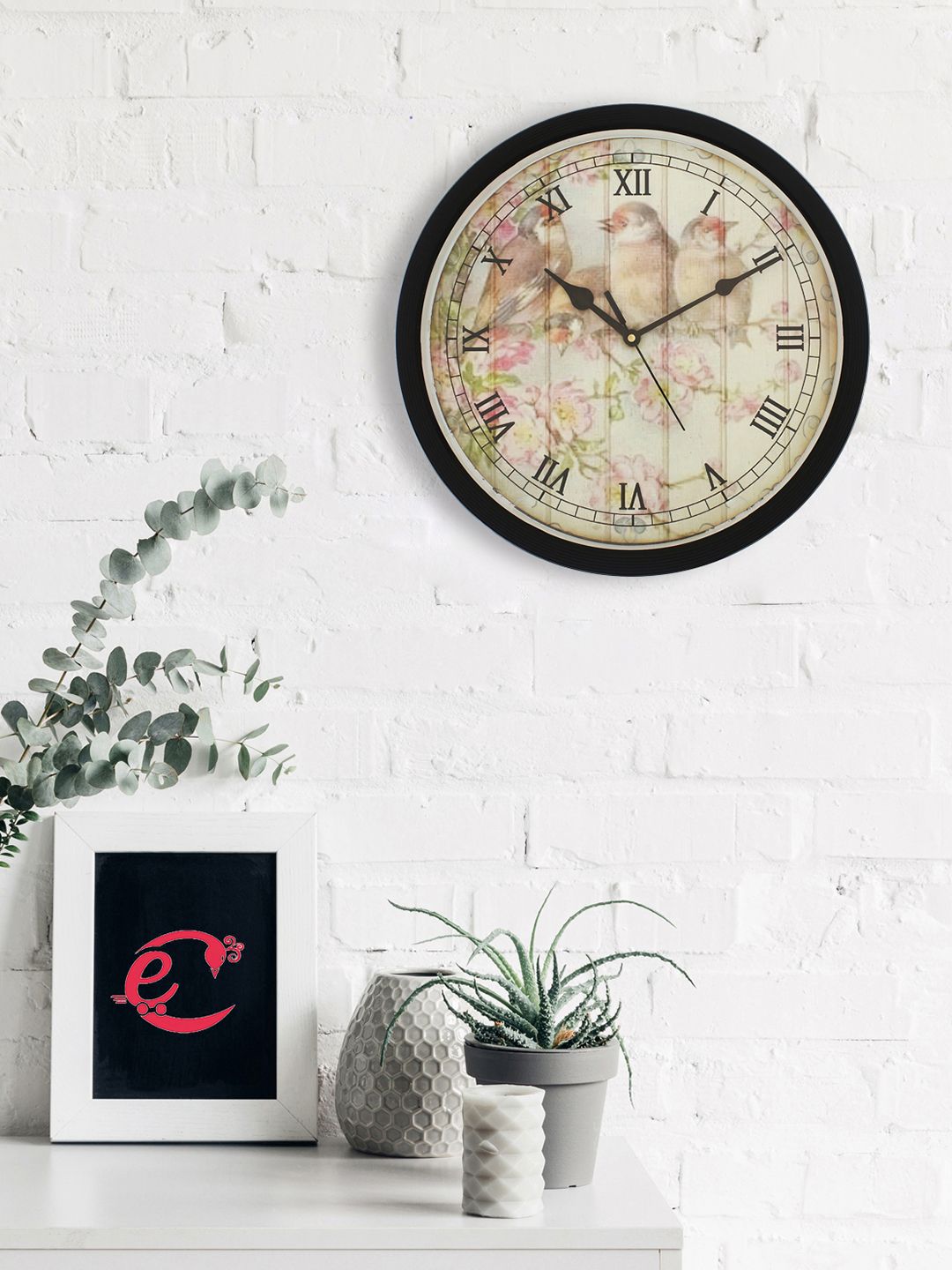 eCraftIndia Beige Round Printed Analogue Wall Clock (31.75 x 31.75 x 2.54) Price in India