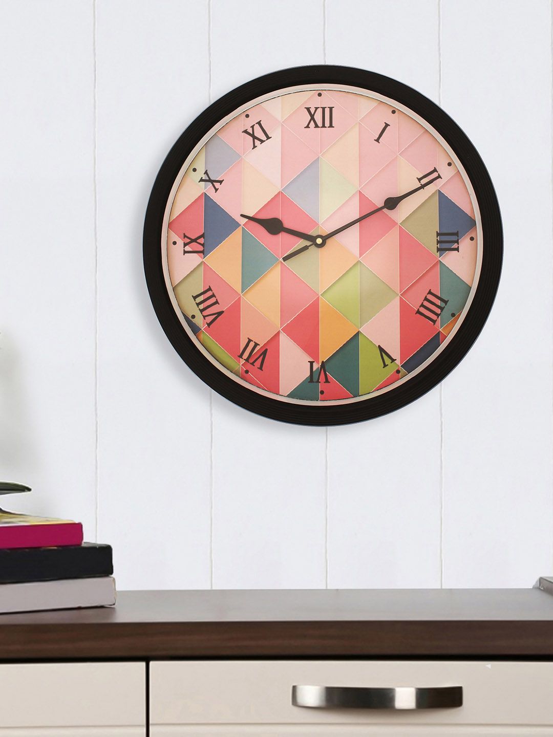 eCraftIndia Pink Round Printed Analogue Wall Clock (31.75 x 31.75 x 2.54) Price in India