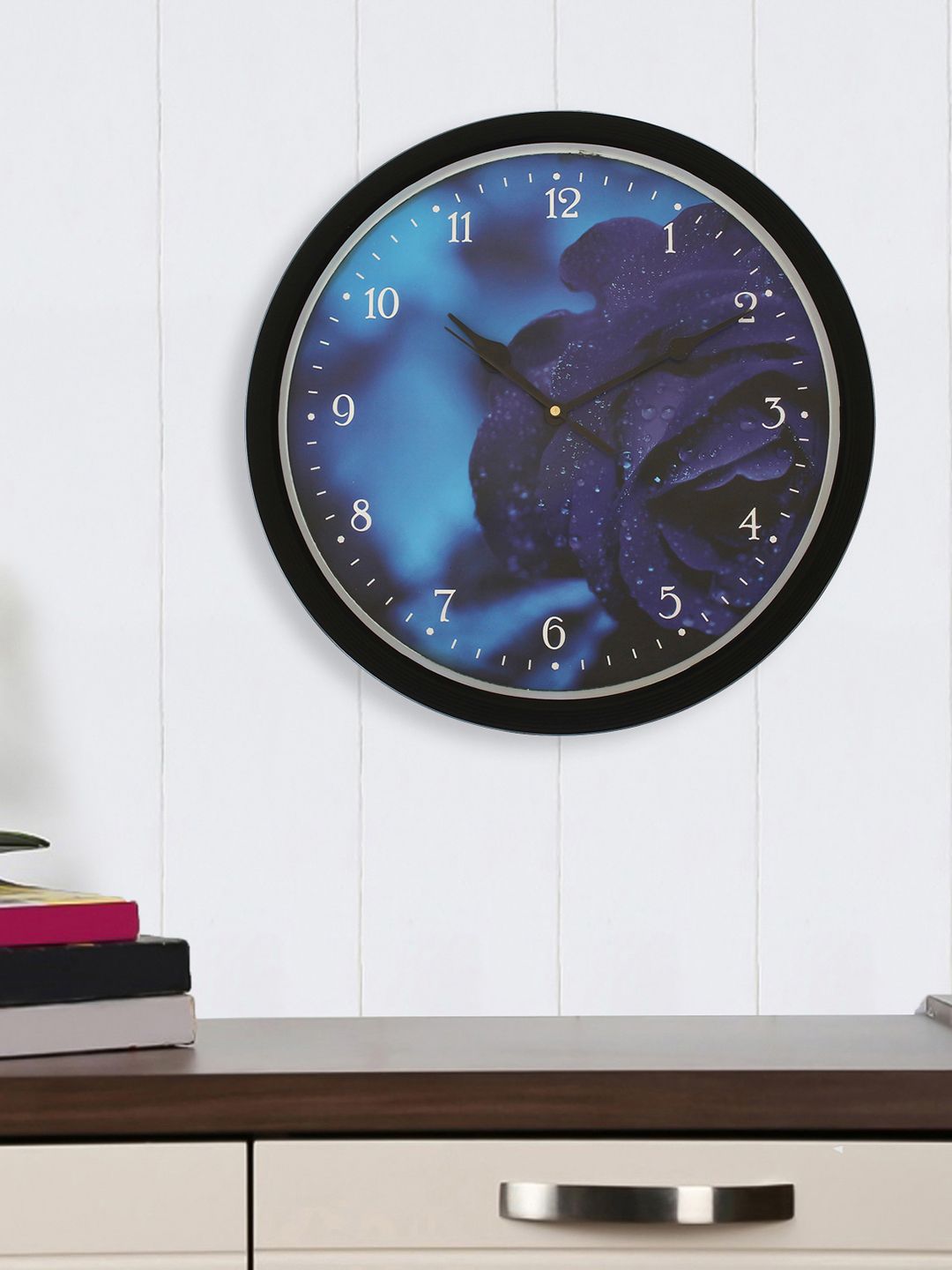eCraftIndia Blue Round Printed 31 cm Analogue Wall Clock Price in India