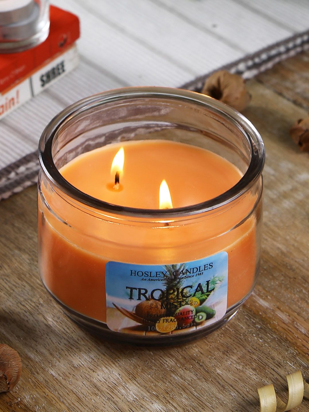 HOSLEY Orange Tropical Mist Scented 2-Wick 10 oz Jar Candle Price in India