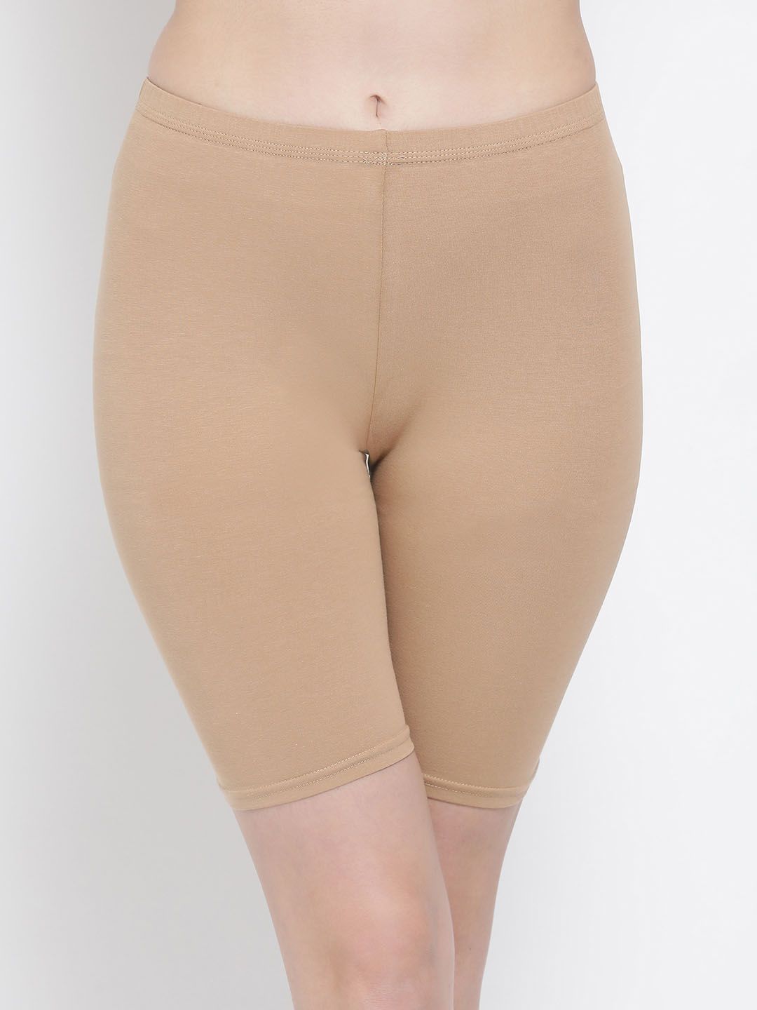 Clovia Women Beige Solid Skinny Fit Sports Shorts Price in India