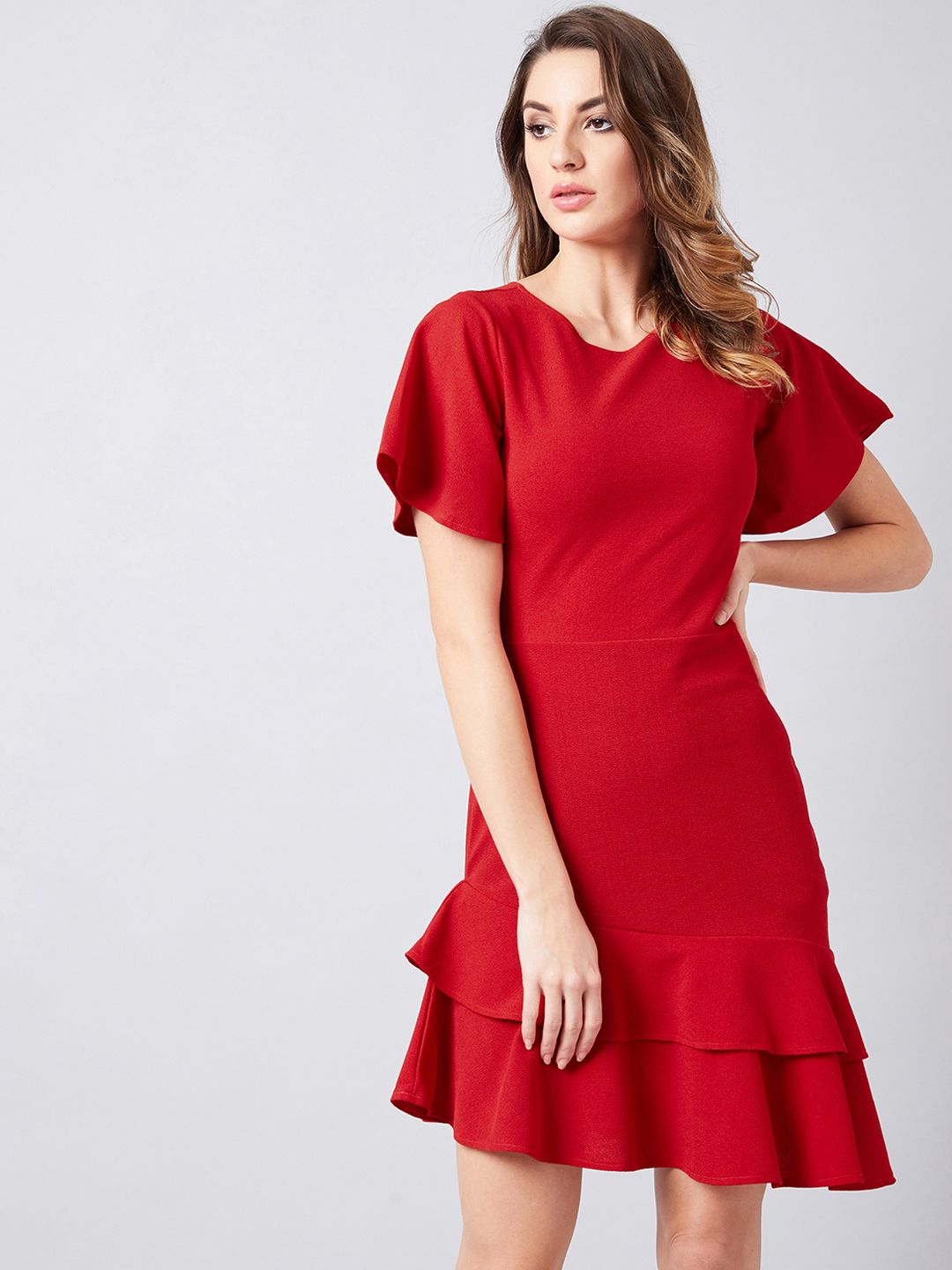 Athena Women Red Solid Sheath Dress Price in India