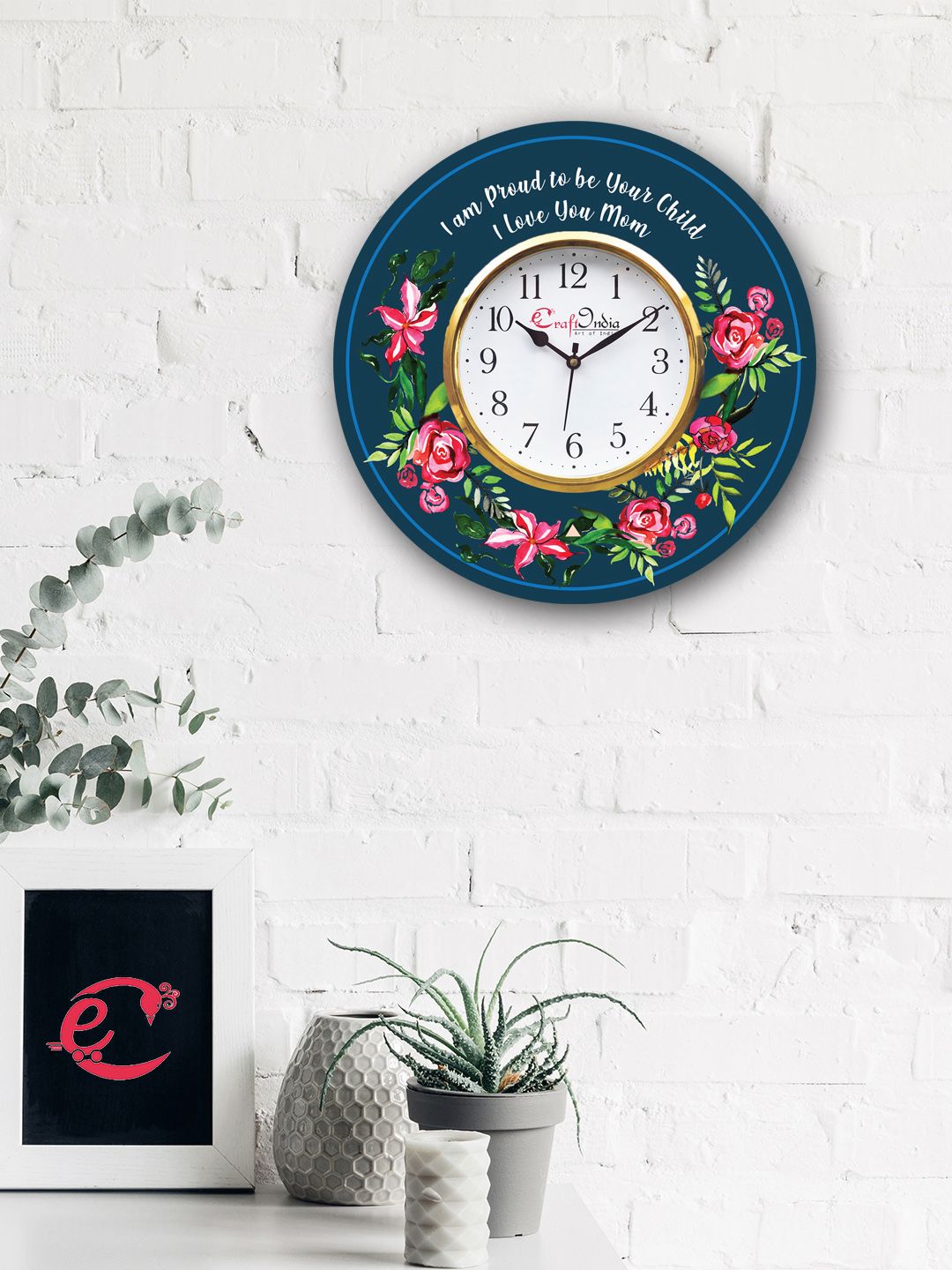 eCraftIndia Multicoloured Handcrafted Analogue Wall Clock Price in India