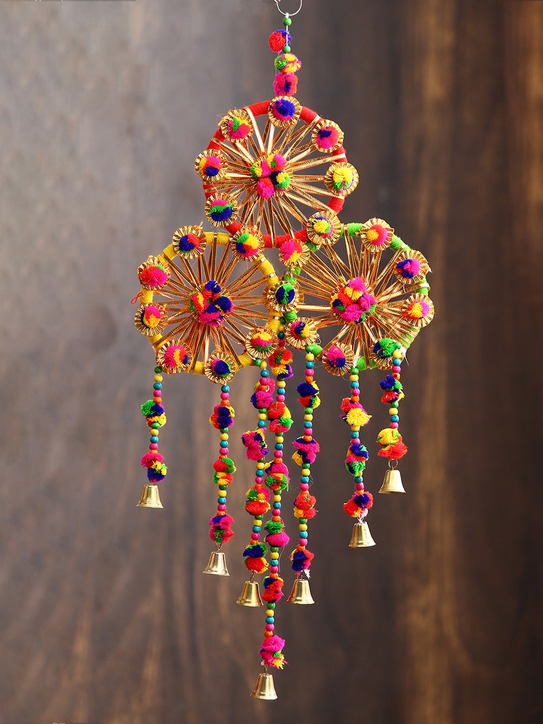 eCraftIndia Multicoloured Handcrafted Decorative Colourful Wall Hanging Bells Price in India
