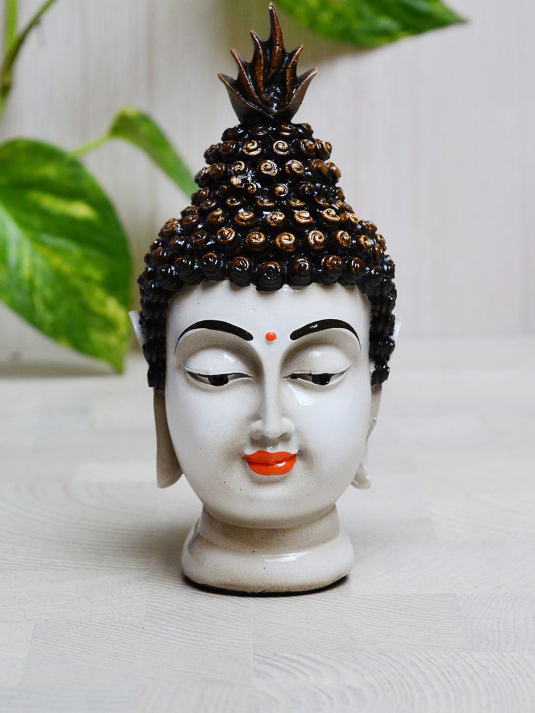 eCraftIndia White & Black Polyresin Meditating Buddha Head Showpiece Price in India