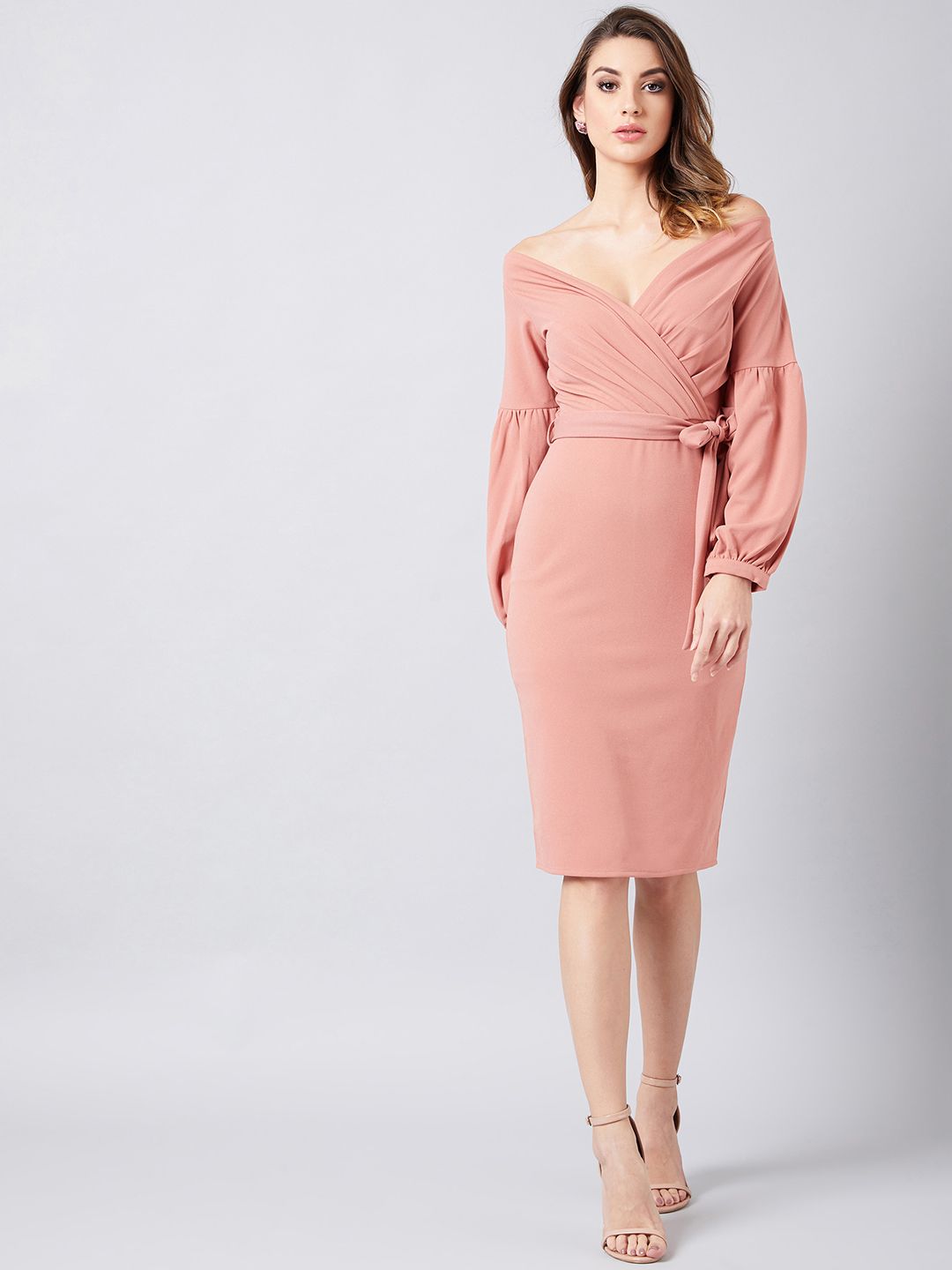 Athena Women Pink Solid Wrap Dress Price in India