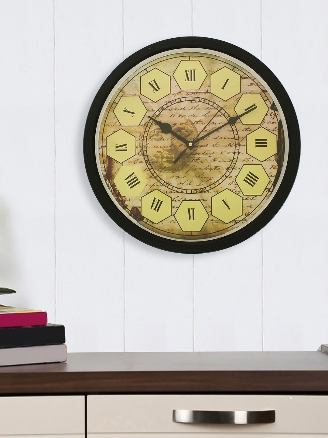 eCraftIndia Black Analogue Wall Clock Price in India