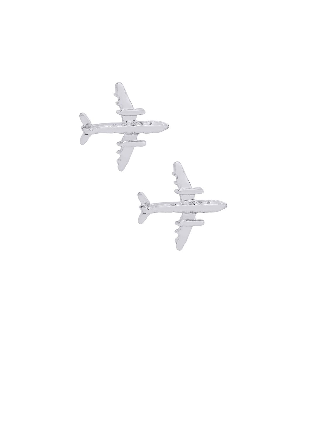 bodha Rhodium-Plated Aeroplane Shaped Cufflinks