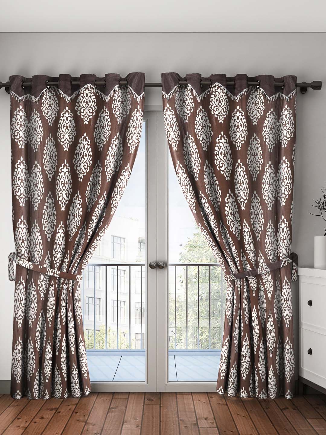 Home Sizzler Brown Set of 2 Long Door Curtains Price in India