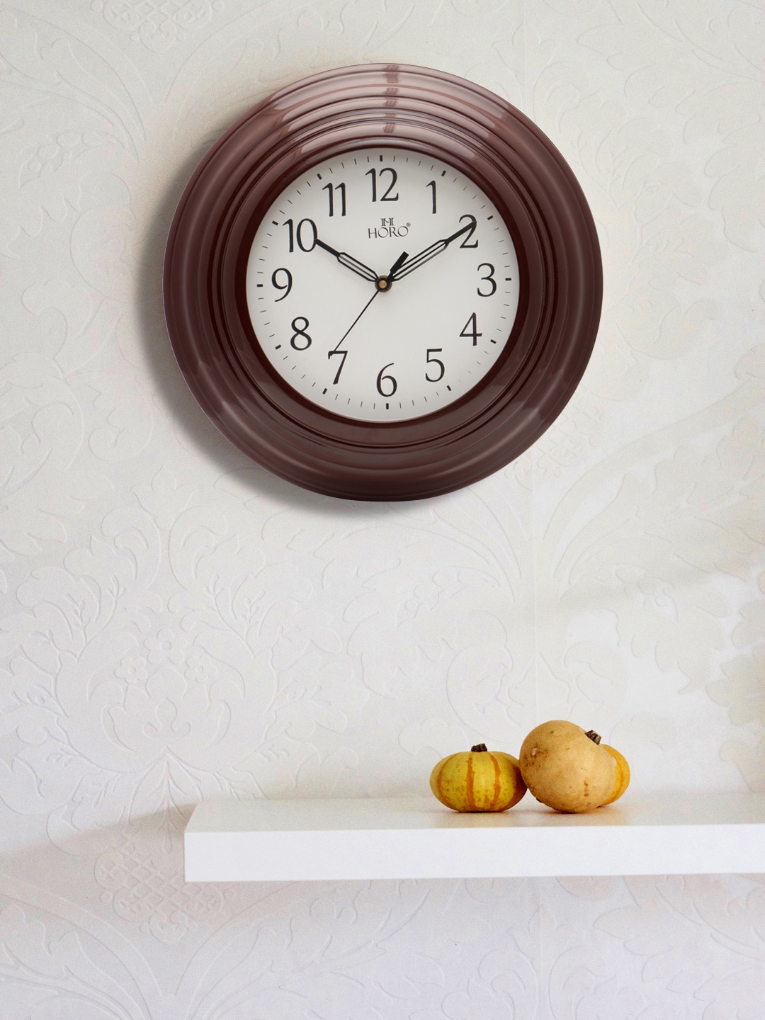 Horo Off-White Handcrafted Round Solid Analogue Wall Clock 30cm Price in India