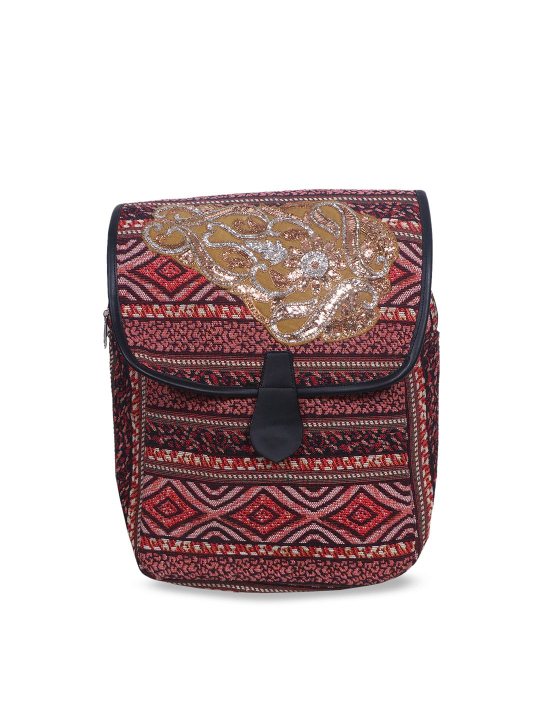 Diwaah Women Red & Pink Textured Backpack Price in India
