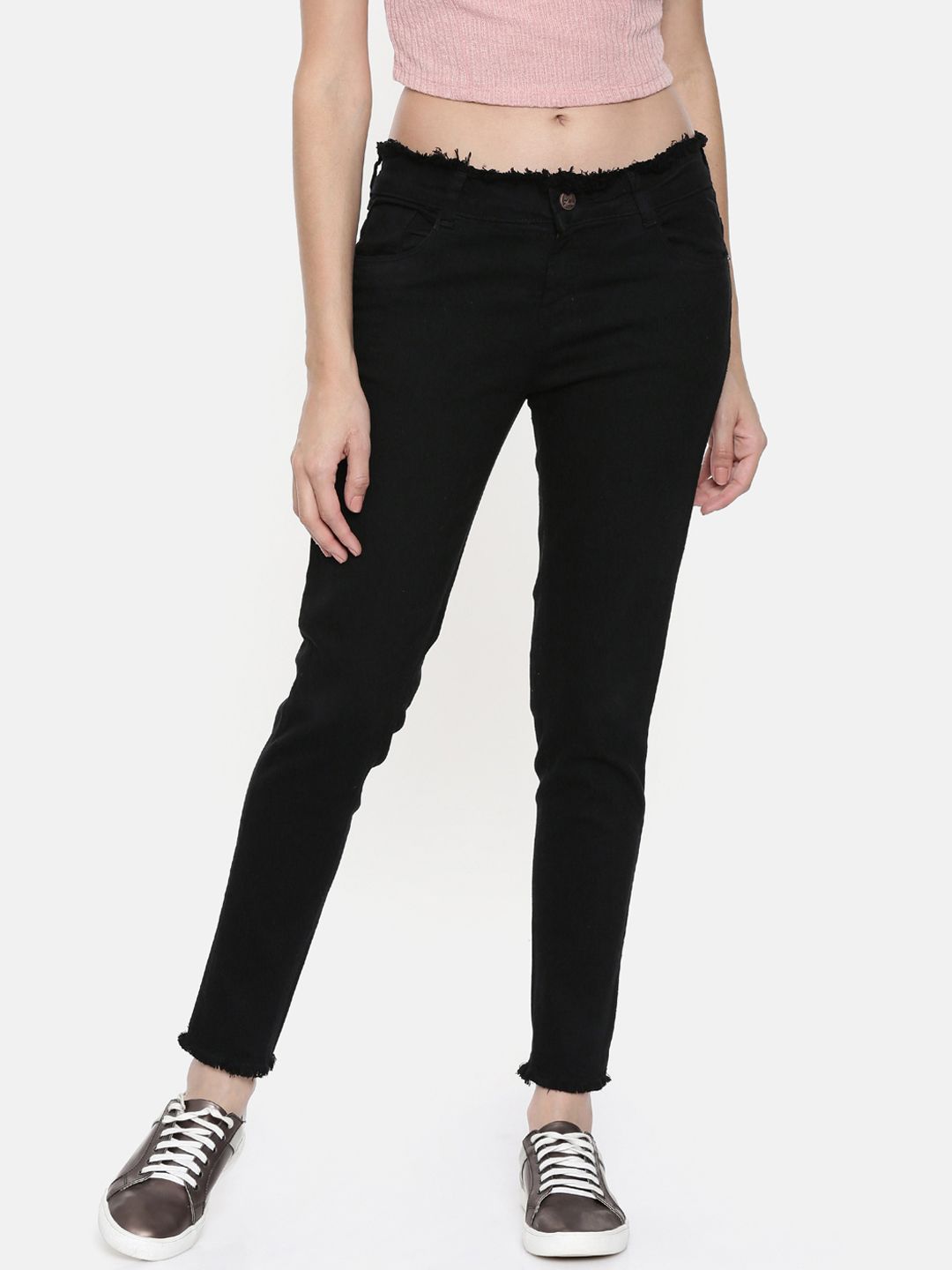 ZHEIA Women Black Skinny Fit Mid-Rise Clean Look Jeans Price in India